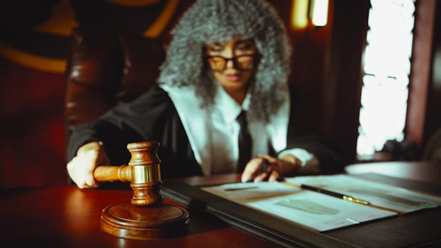 Judge in Courtroom Making a Ruling